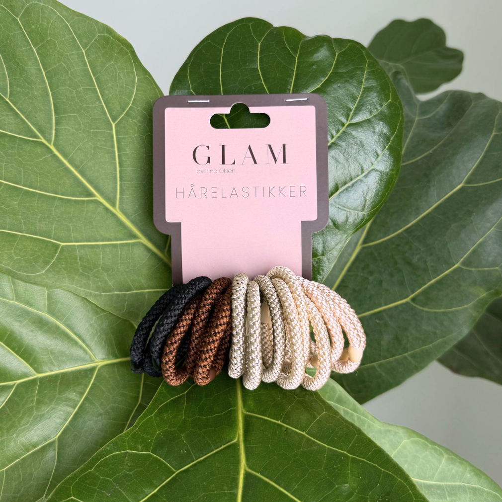 GLAM - Hårelastikker – 15 stk i jordfarver